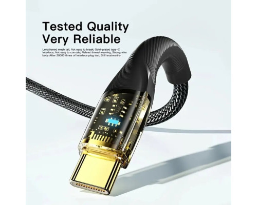 Кабель Essager Interstellar Transparent Design USB Charging Cable USB A to Type C 7A 1m black (EXCT-XJ01-P) (EXCT-XJ01-P)