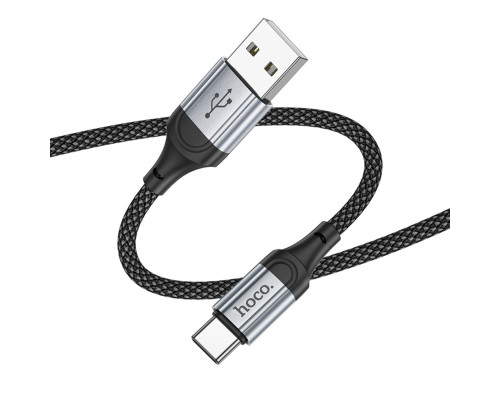 Кабель HOCO X102 USB to Type-C 3A, 1m, nylon, aluminum connectors, Black (6942007608770)