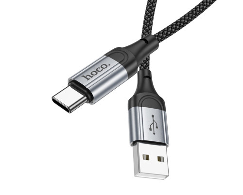 Кабель HOCO X102 USB to Type-C 3A, 1m, nylon, aluminum connectors, Black (6942007608770)
