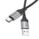 Кабель HOCO X102 USB to Type-C 3A, 1m, nylon, aluminum connectors, Black (6942007608770)
