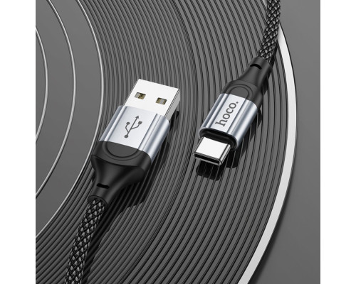 Кабель HOCO X102 USB to Type-C 3A, 1m, nylon, aluminum connectors, Black (6942007608770)