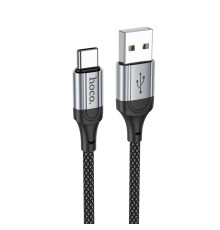 Кабель HOCO X102 USB to Type-C 3A, 1m, nylon, aluminum connectors, Black (6942007608770)