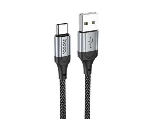 Кабель HOCO X102 USB to Type-C 3A, 1m, nylon, aluminum connectors, Black (6942007608770)