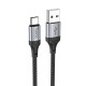 Кабель HOCO X102 USB to Type-C 3A, 1m, nylon, aluminum connectors, Black (6942007608770)