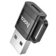 Адаптер HOCO UA31D USB male to Type-C female USB2.0 adapter Black (6942007628143)