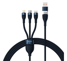 Кабель Baseus Flash Series Ⅱ Two-for-three Charging Cable U+C to M+L+C 100W 1.2m Blue (CASS030103)