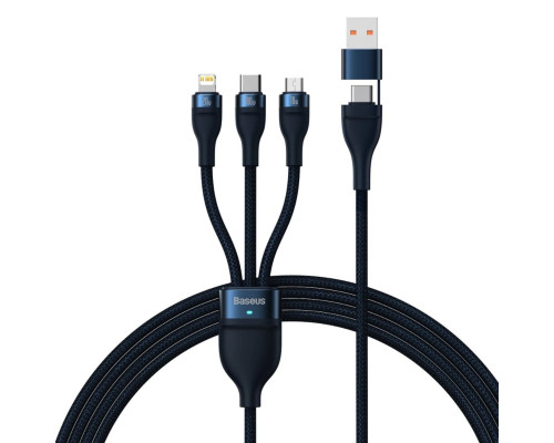 Кабель Baseus Flash Series Ⅱ Two-for-three Charging Cable U+C to M+L+C 100W 1.2m Blue (CASS030103)