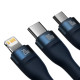 Кабель Baseus Flash Series Ⅱ Two-for-three Charging Cable U+C to M+L+C 100W 1.2m Blue (CASS030103)