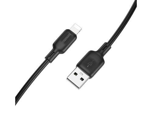 Кабель BOROFONE BX113 Lenny silicone charging data cable iP(L=1M) Black (6941991115394)