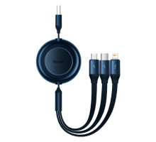 Кабель Baseus Bright Mirror 2 Series Retractable 3-in-1 Fast Charging Data Cable USB to M+L+C 3.5A 1.1m Blue (CAMJ010003)