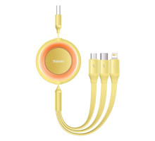 Кабель Baseus Bright Mirror 2 Series Retractable 3-in-1 Fast Charging Data Cable USB to M+L+C 3.5A 1.1m yellow (CAMJ010011)