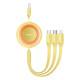 Кабель Baseus Bright Mirror 2 Series Retractable 3-in-1 Fast Charging Data Cable USB to M+L+C 3.5A 1.1m yellow (CAMJ010011)