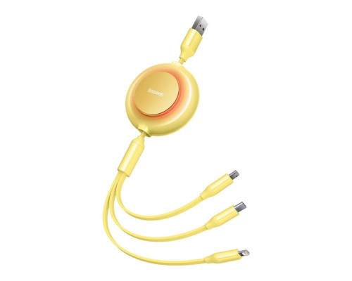 Кабель Baseus Bright Mirror 2 Series Retractable 3-in-1 Fast Charging Data Cable USB to M+L+C 3.5A 1.1m yellow (CAMJ010011)