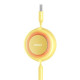 Кабель Baseus Bright Mirror 2 Series Retractable 3-in-1 Fast Charging Data Cable USB to M+L+C 3.5A 1.1m yellow (CAMJ010011)