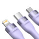 Кабель Baseus Flash Series Ⅱ Two-for-three Charging Cable U+C to M+L+C 100W 1.2m Purple (CASS030105)