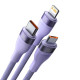 Кабель Baseus Flash Series Ⅱ Two-for-three Charging Cable U+C to M+L+C 100W 1.2m Purple (CASS030105)