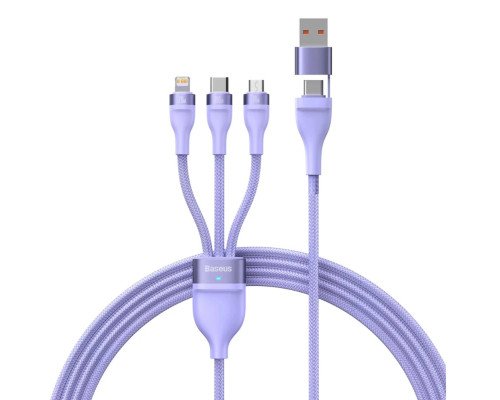 Кабель Baseus Flash Series Ⅱ Two-for-three Charging Cable U+C to M+L+C 100W 1.2m Purple (CASS030105)