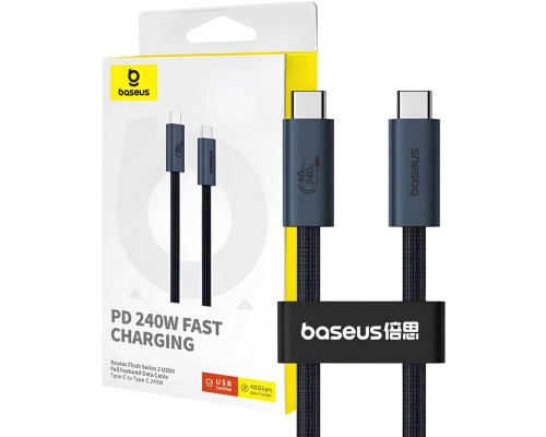 Кабель Baseus Flash 2 USB4 Full-Featured Charging Cable USB-C to USB-C 240W 5.9ft Cluster Black (P10311803112-00)