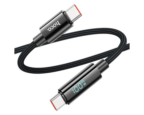 Кабель HOCO U125 Benefit 100W charging data cable with display Type-C to Type-C Black (6942007611930)