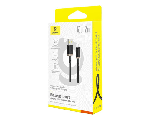 Кабель Baseus Dura Series Fast Charging Cable USB to Type-C 60W 2m Gold+Black (P10377802U01-02)