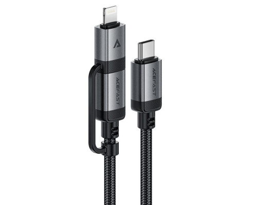 Кабель ACEFAST C20-01 USB-C to USB-C / Lightning aluminum alloy connectors charging data cable Black (6974316283768)