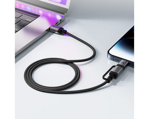 Кабель ACEFAST C20-01 USB-C to USB-C / Lightning aluminum alloy connectors charging data cable Black (6974316283768)