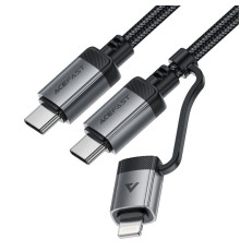 Кабель ACEFAST C20-01 USB-C to USB-C / Lightning aluminum alloy connectors charging data cable Black (6974316283768)