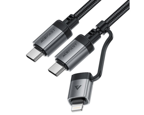 Кабель ACEFAST C20-01 USB-C to USB-C / Lightning aluminum alloy connectors charging data cable Black (6974316283768)