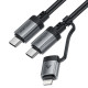 Кабель ACEFAST C20-01 USB-C to USB-C / Lightning aluminum alloy connectors charging data cable Black (6974316283768)
