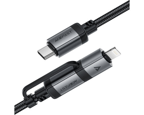 Кабель ACEFAST C20-01 USB-C to USB-C / Lightning aluminum alloy connectors charging data cable Black (6974316283768)