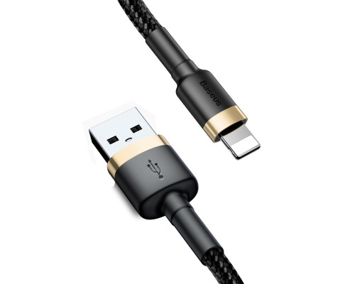 Кабель Baseus Cafule Cable USB For Lightning 2.4A 1m Gold+Black (CALKLF-BV1)