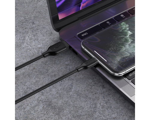 Кабель BOROFONE BX42 USB to iP 2.4A, 1m, silicone, TPE connectors, Black (BX42LB)