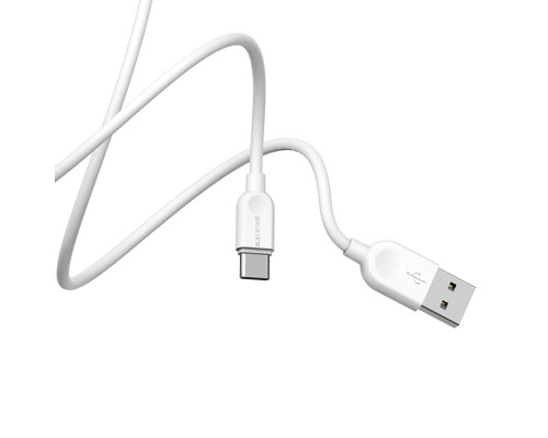 Кабель BOROFONE BX14 USB to Type-C 2.4A, 3m, PVC, TPE connectors, White (BX14C3W)