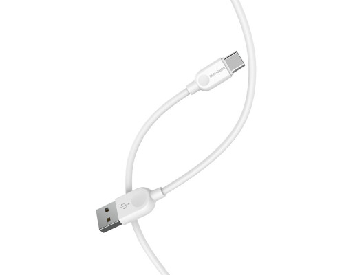 Кабель BOROFONE BX14 USB to Type-C 2.4A, 3m, PVC, TPE connectors, White (BX14C3W)