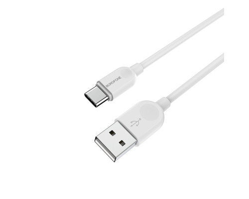 Кабель BOROFONE BX14 USB to Type-C 2.4A, 3m, PVC, TPE connectors, White (BX14C3W)