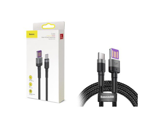 Кабель Baseus Cafule HW QC USB Double-sided Blind Interpolation For Type-C 40W 1m Gray+Black (CATKLF-PG1)