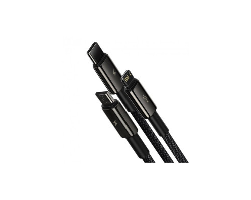 Кабель Baseus Tungsten Gold One-for-three Fast Charging Data Cable USB to M+L+C 3.5A 1.5m Black (CAMLTWJ-01)