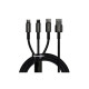 Кабель Baseus Tungsten Gold One-for-three Fast Charging Data Cable USB to M+L+C 3.5A 1.5m Black (CAMLTWJ-01)
