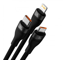 Кабель Baseus Flash Series Ⅱ Two-for-three Charging Cable U+C to M+L+C 100W 1.2m Black (CASS030101)