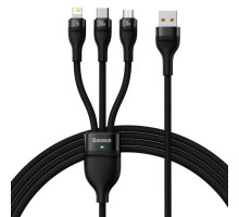 Кабель Baseus Flash Series Ⅱ One-for-three Fast Charging Data Cable USB to M+L+C 100W 1.2m Black (CASS030001)