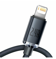 Кабель Baseus Crystal Shine Series Fast Charging Data Cable USB to iP 2.4A 2m Black (CAJY000101)