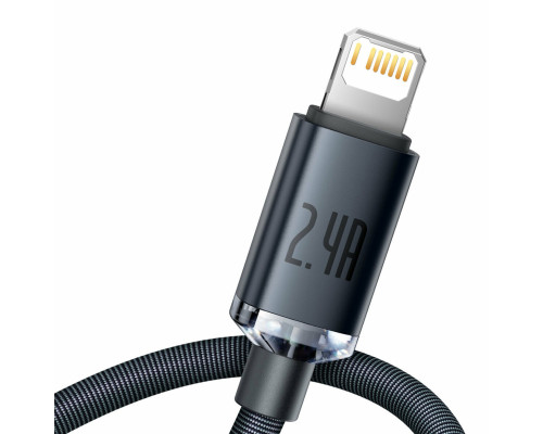 Кабель Baseus Crystal Shine Series Fast Charging Data Cable USB to iP 2.4A 2m Black (CAJY000101)