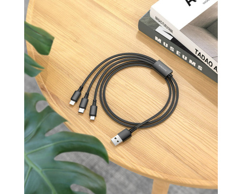 Кабель BOROFONE BX72 3-in-1 charging cable(iP+Type-C+Micro) Black (BX72LUMB)