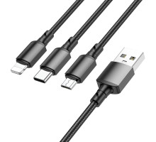 Кабель BOROFONE BX72 3-in-1 charging cable(iP+Type-C+Micro) Black (BX72LUMB)