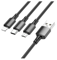 Кабель BOROFONE BX72 3-in-1 charging cable(iP+Type-C+Micro) Black (BX72LUMB)