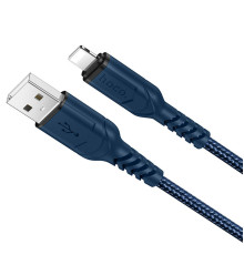 Кабель HOCO X59 USB to iP 2.4A, 1m, nylon, TPE connectors, Blue (6931474744883)