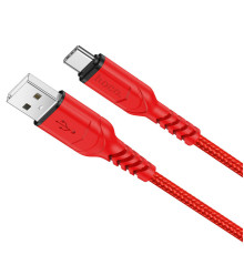 Кабель HOCO X59 USB to Type-C 3A, 1m, nylon, TPE connectors, Red (6931474744937)