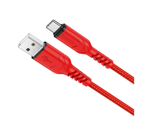 Кабель HOCO X59 USB to Type-C 3A, 1m, nylon, TPE connectors, Red (6931474744937)