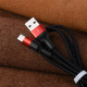 Кабель HOCO X26 USB to Type-C 2A, 18W 1m, nylon, aluminum connectors, Black+Red (6957531080251)