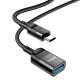 Кабель HOCO U107 Type-C male to USB female USB3.0 3A, 1.2m, nylon, aluminum connectors, Black (6931474761934)